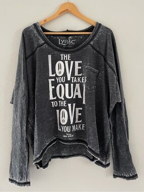 Lyric Culture Grey Mineral Wash Graphic Sweatshirt Beatles Lyrics